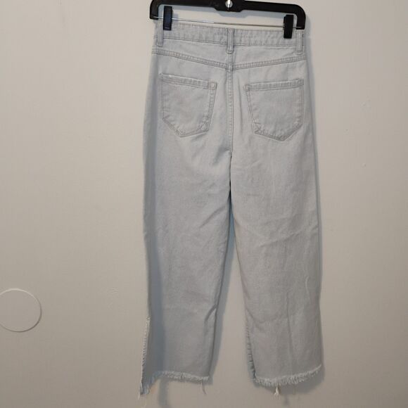 Kensie Wide Leg Capri Light Wash Frayed Hippie Hipster Bohemian Jeans Size 2 - Picture 3 of 11